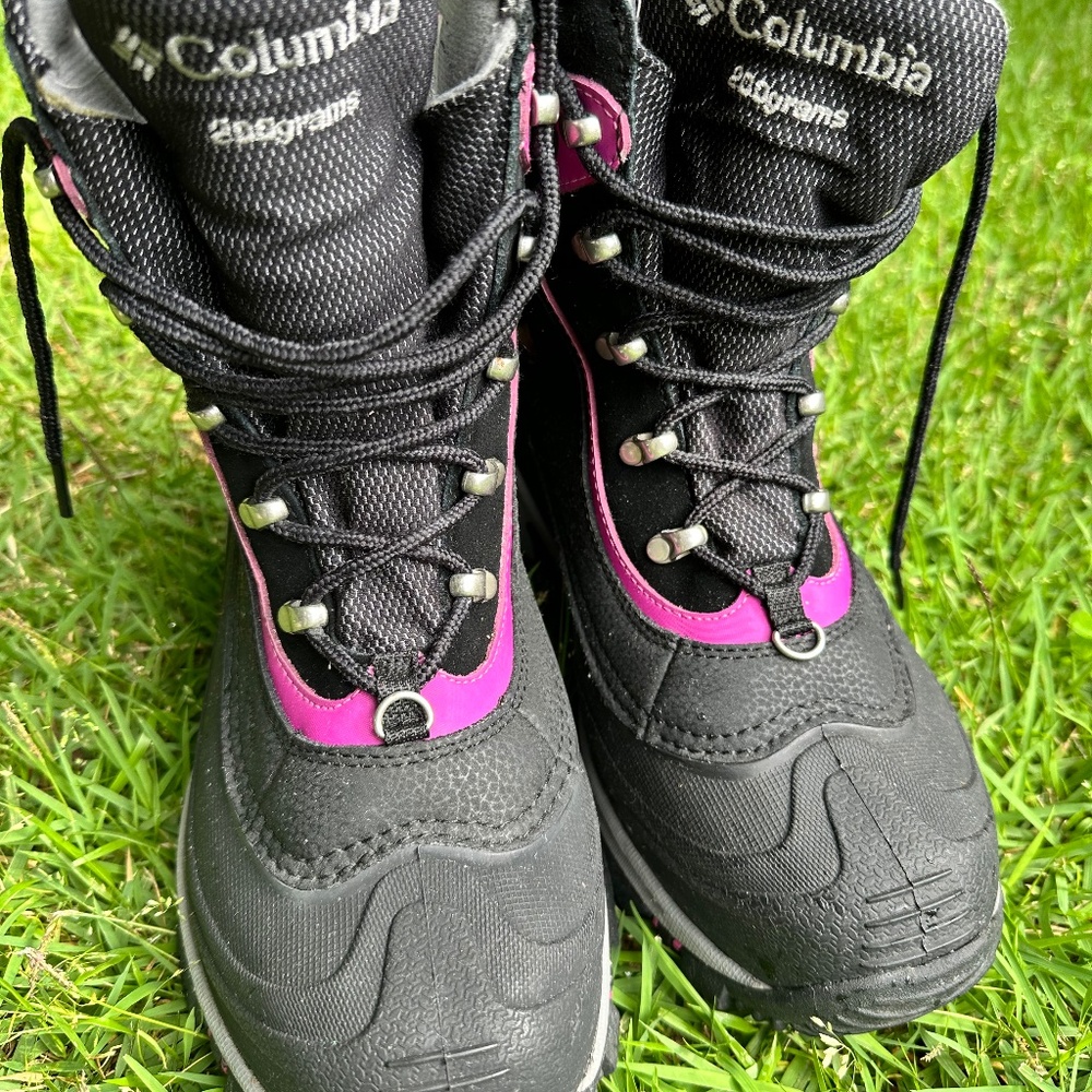 Women COLUMBIA Bugaboot Plus III Omni-Heat Black Pink Boots Size 9.5 - Picture 6 of 11